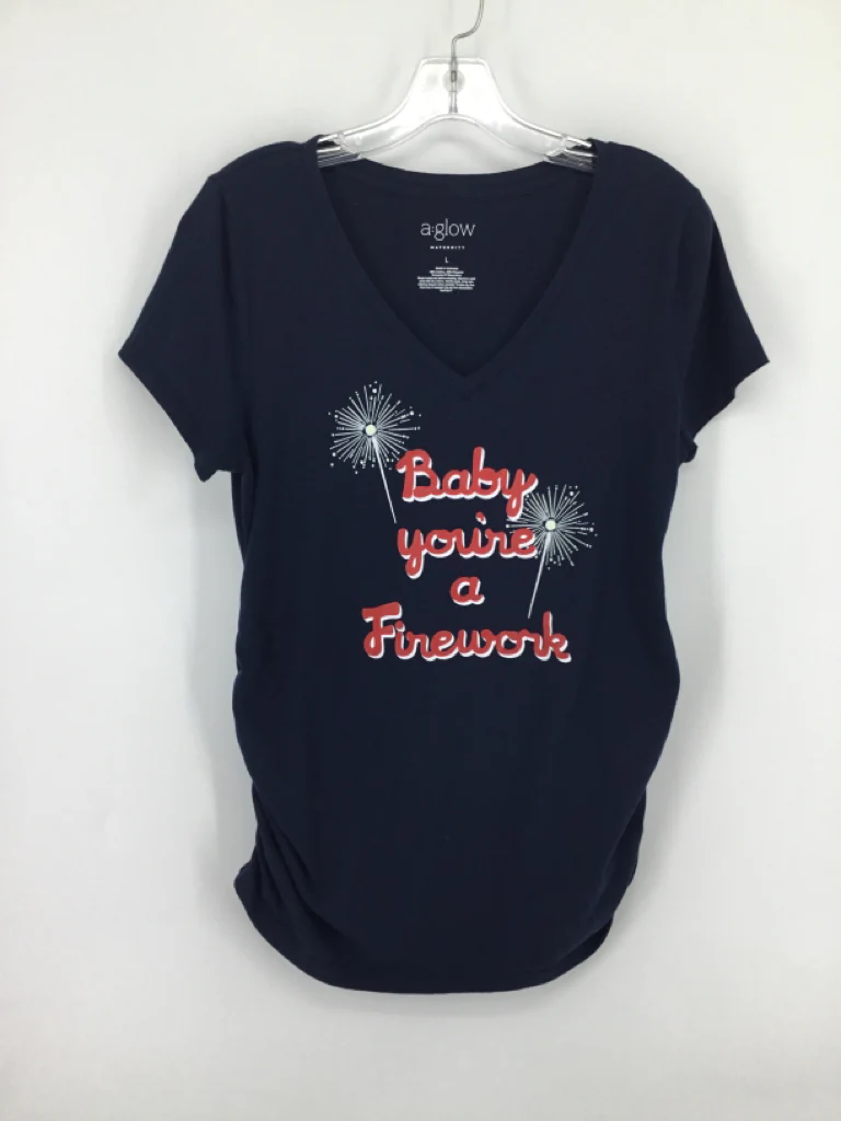 A Glow Child Size L Navy Stars & Stripes Maternity T-Shirt