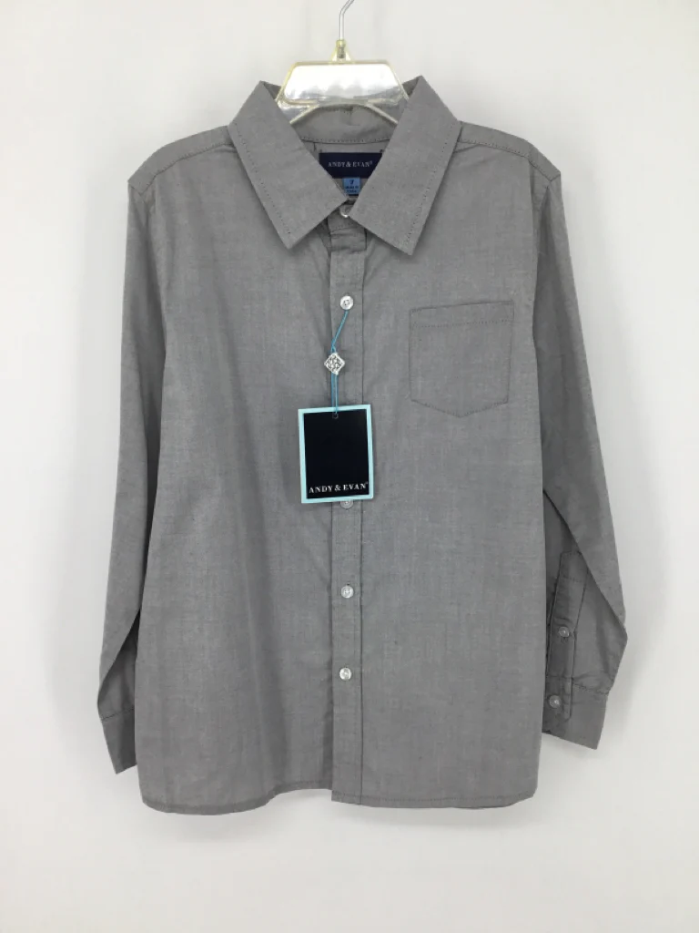 Andy & Evan Child Size 7 Gray Solid Shirt - boys