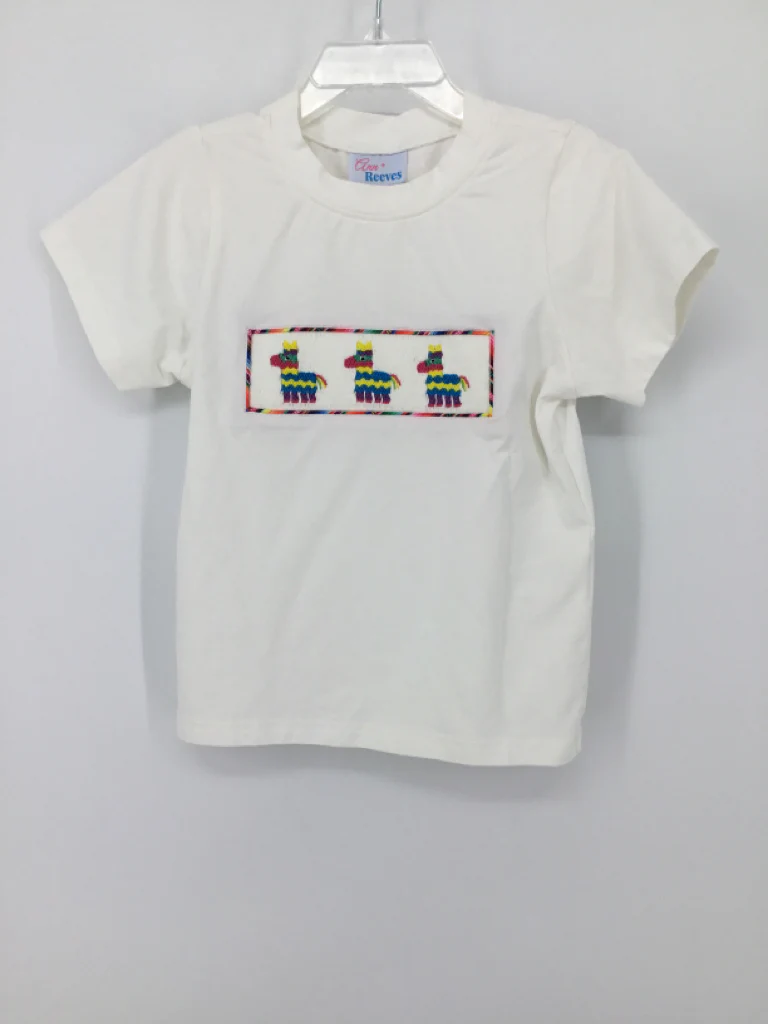 Ann + Reeves Child Size 4 White smocked T-shirt - boys