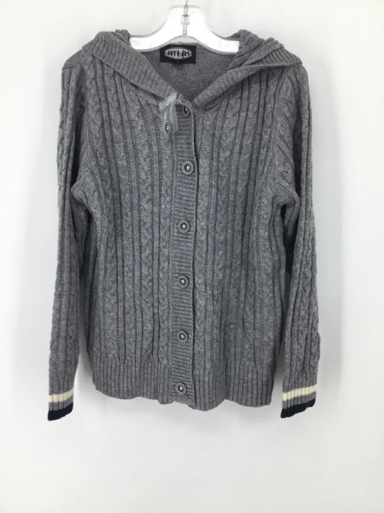 Atlas Child Size 10 Gray Solid Sweater - boys