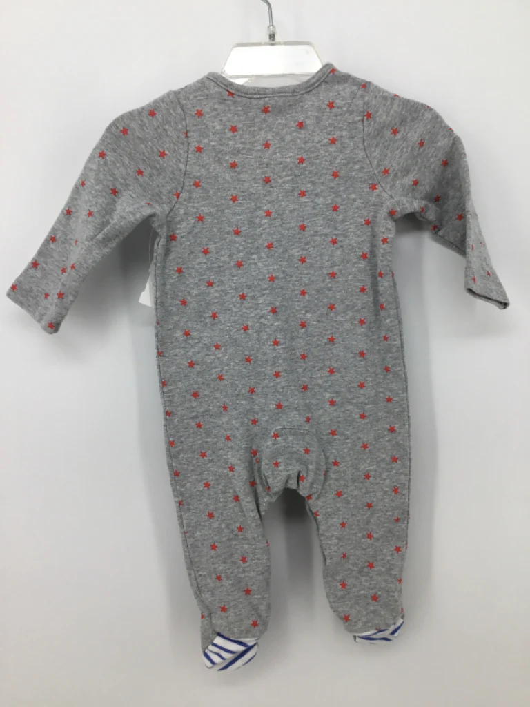 Baby Boden Child Size 3-6 Months Gray Stars & Stripes Sleeper - Image 2