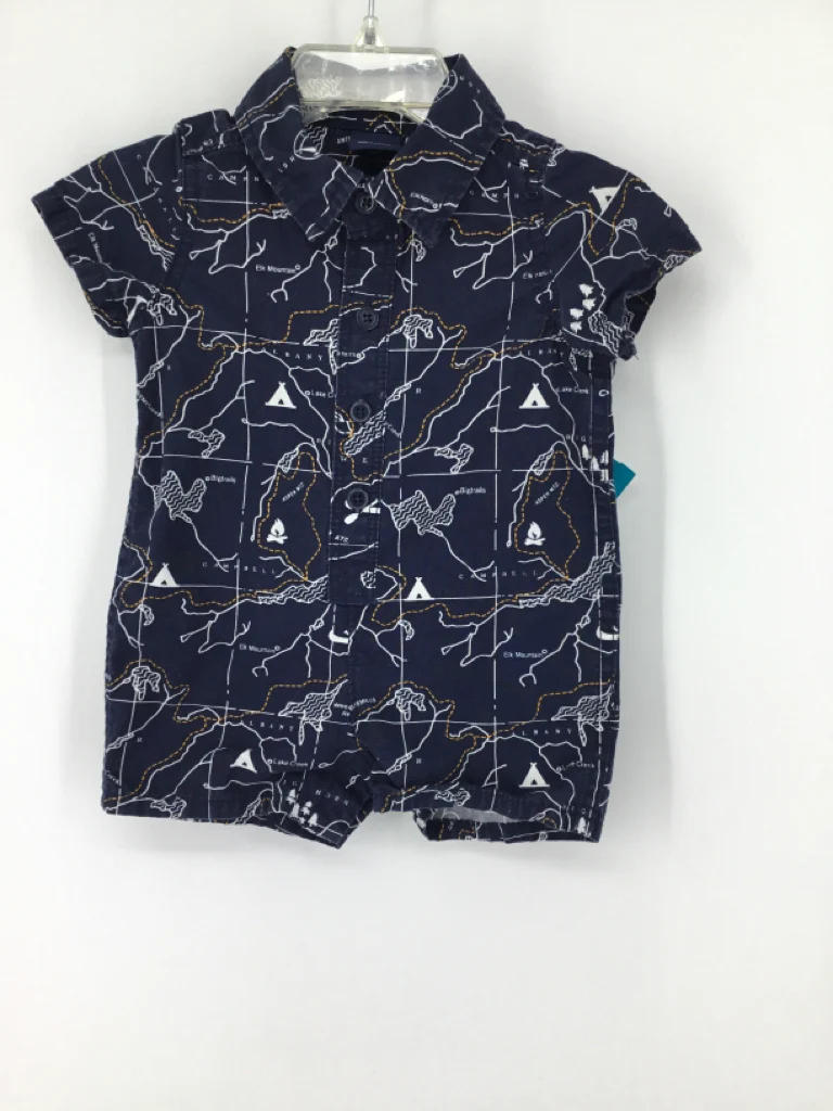 Baby Gap Child Size 0-3 Months Navy Print Outfit - boys