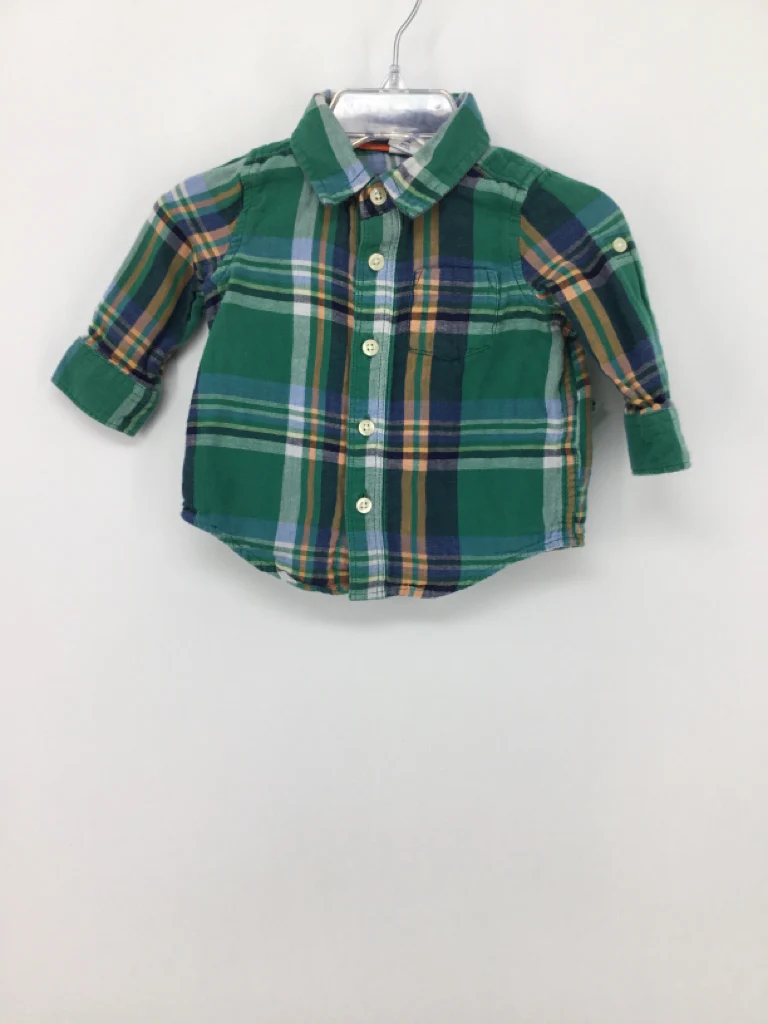 Baby Gap Child Size 3-6 Months Green Plaid Shirt - boys