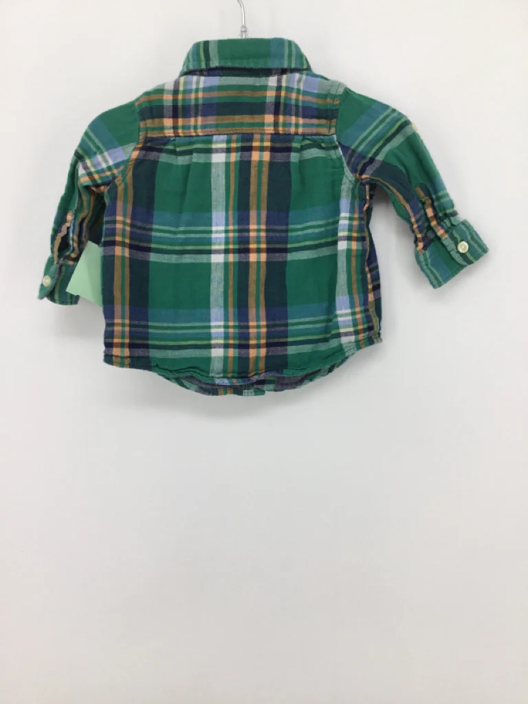 Baby Gap Child Size 3-6 Months Green Plaid Shirt - boys - Image 2