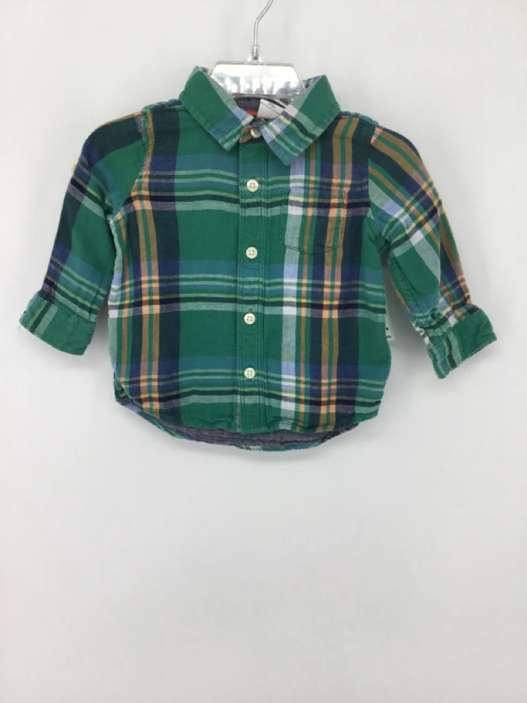 Baby Gap Child Size 6-12 Months Green Plaid Shirt - boys