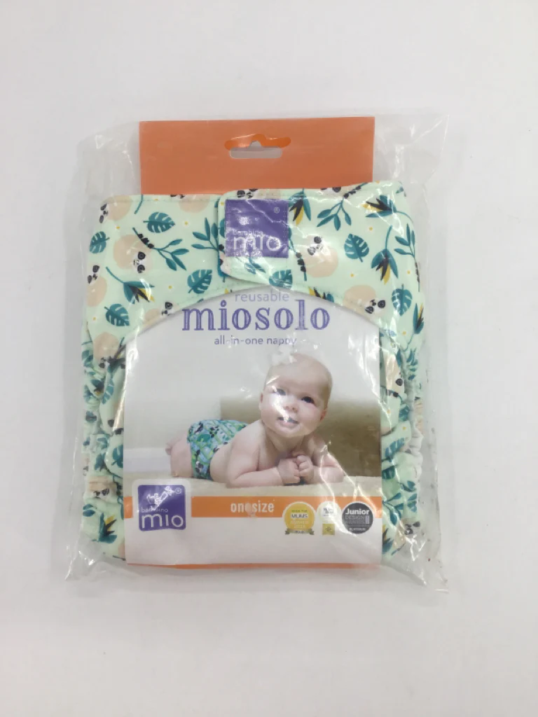 Bambino Mio Child Size One Size Green Animal Print All in One Cloth Diaper