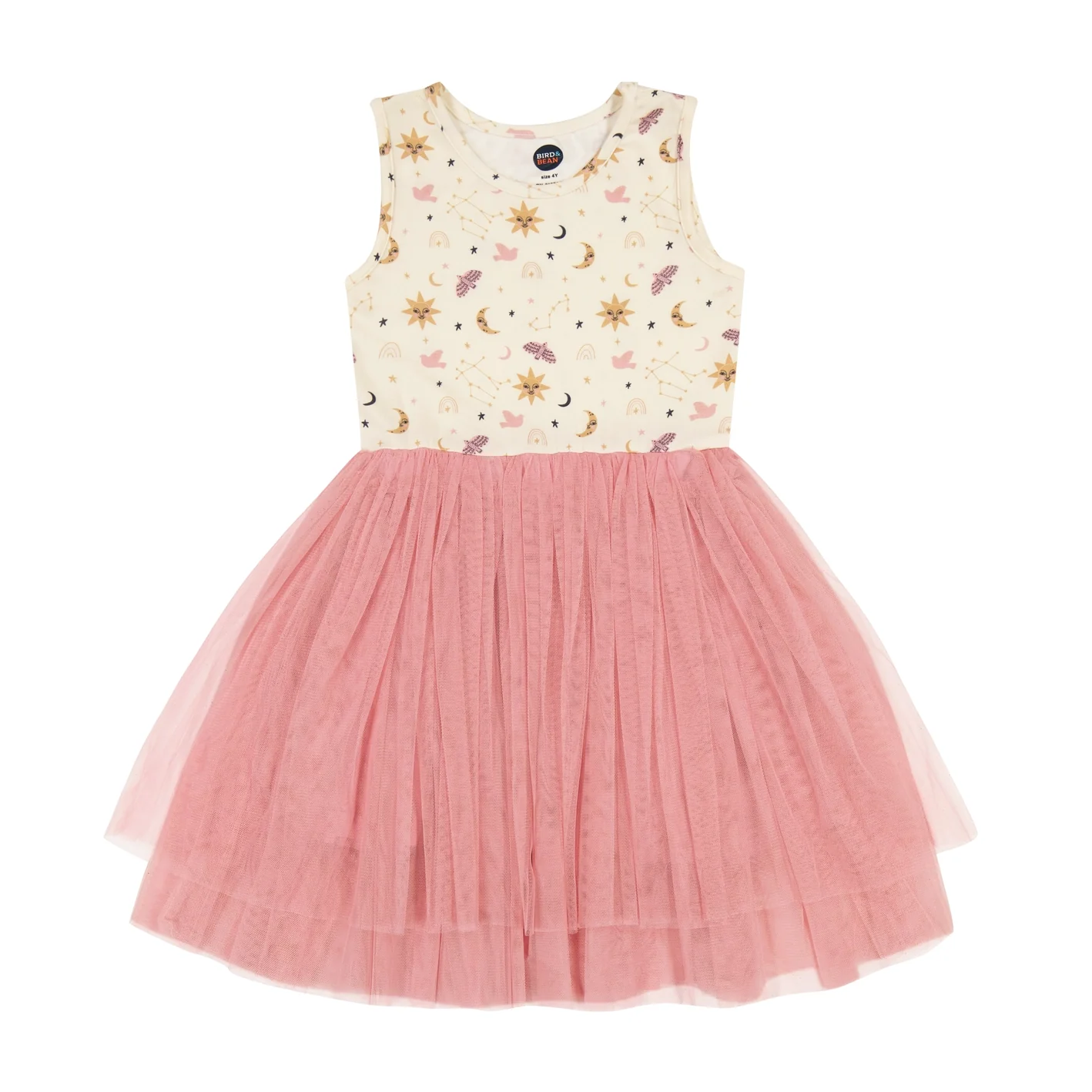 Bird & Bean Bamboo Tulle Dress - Sun Moon Stars