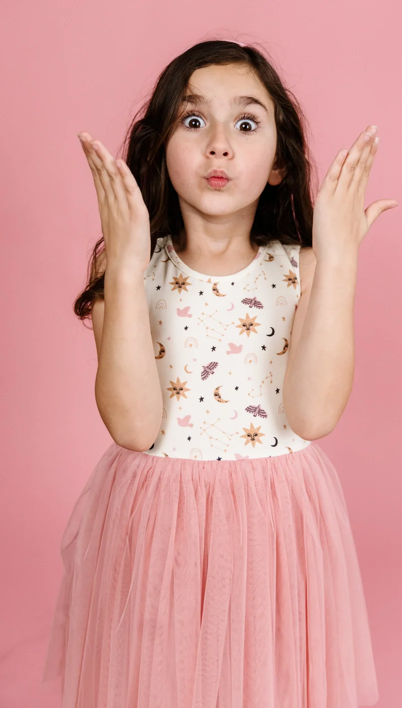Bird & Bean Bamboo Tulle Dress - Sun Moon Stars - Image 2