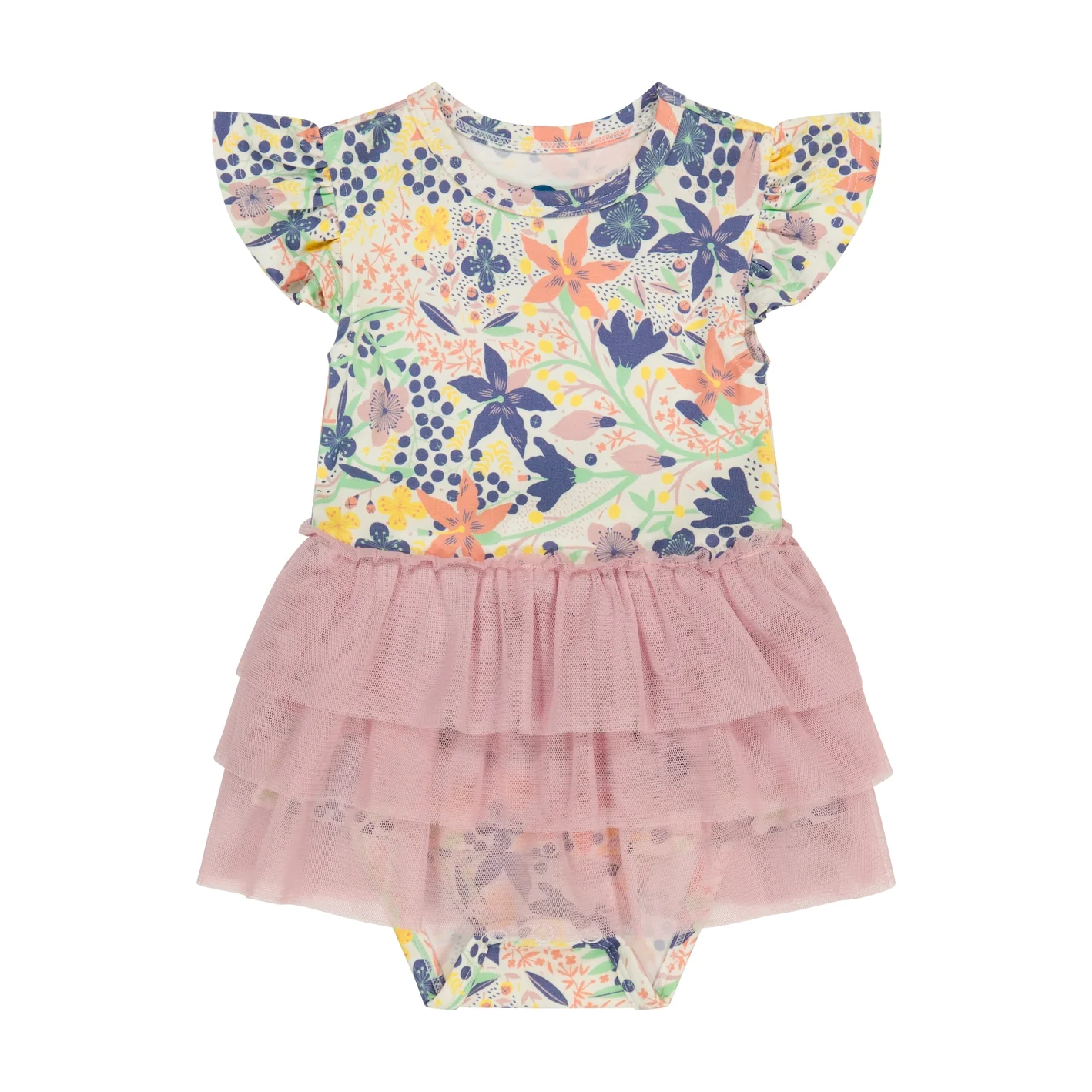 Bird & Bean Bamboo Tulle Skirted Bodysuit - Meadow