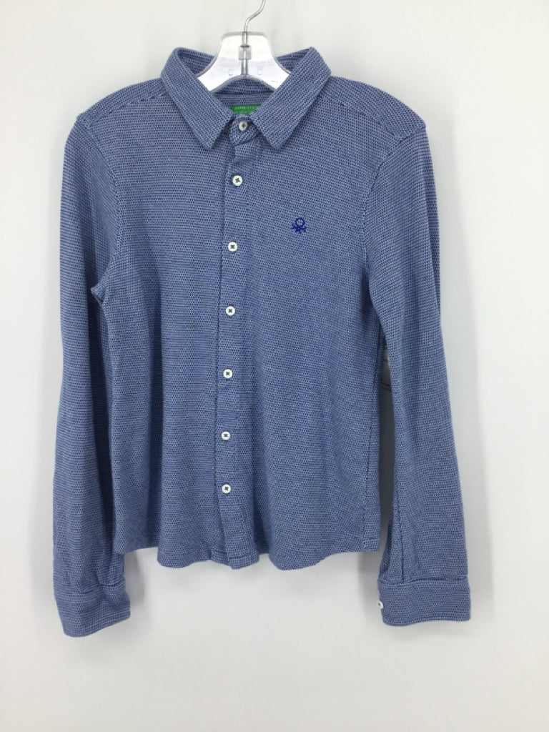 Benetton Child Size 8 Blue Print Shirt - boys