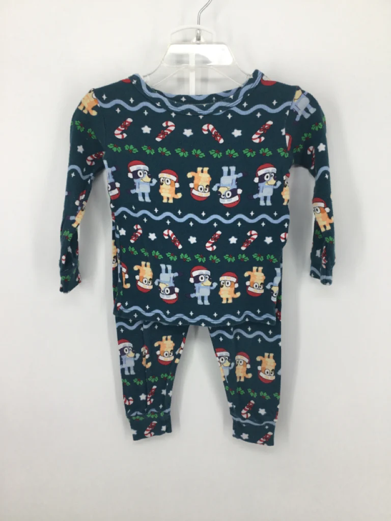 Bluey Child Size 2 Teal Christmas Pajamas