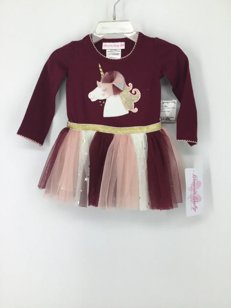 Bonnie Baby Child Size 3-6 Months Burgundy Dress - girls