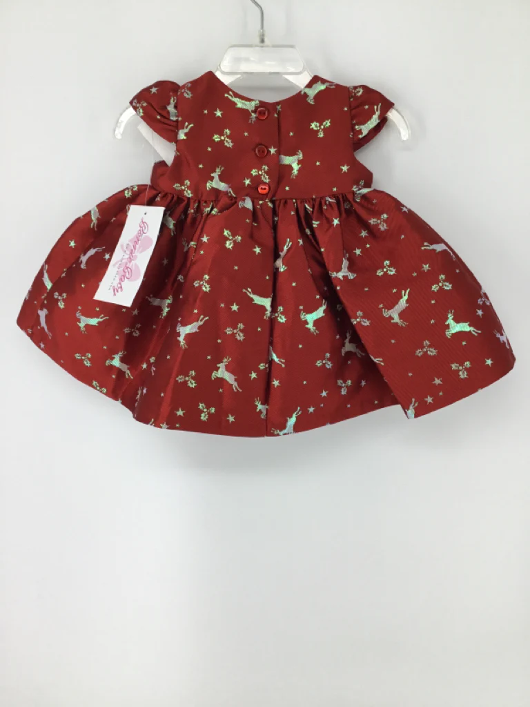 Bonnie Baby Child Size 3-6 Months Red Christmas Dress - Image 3