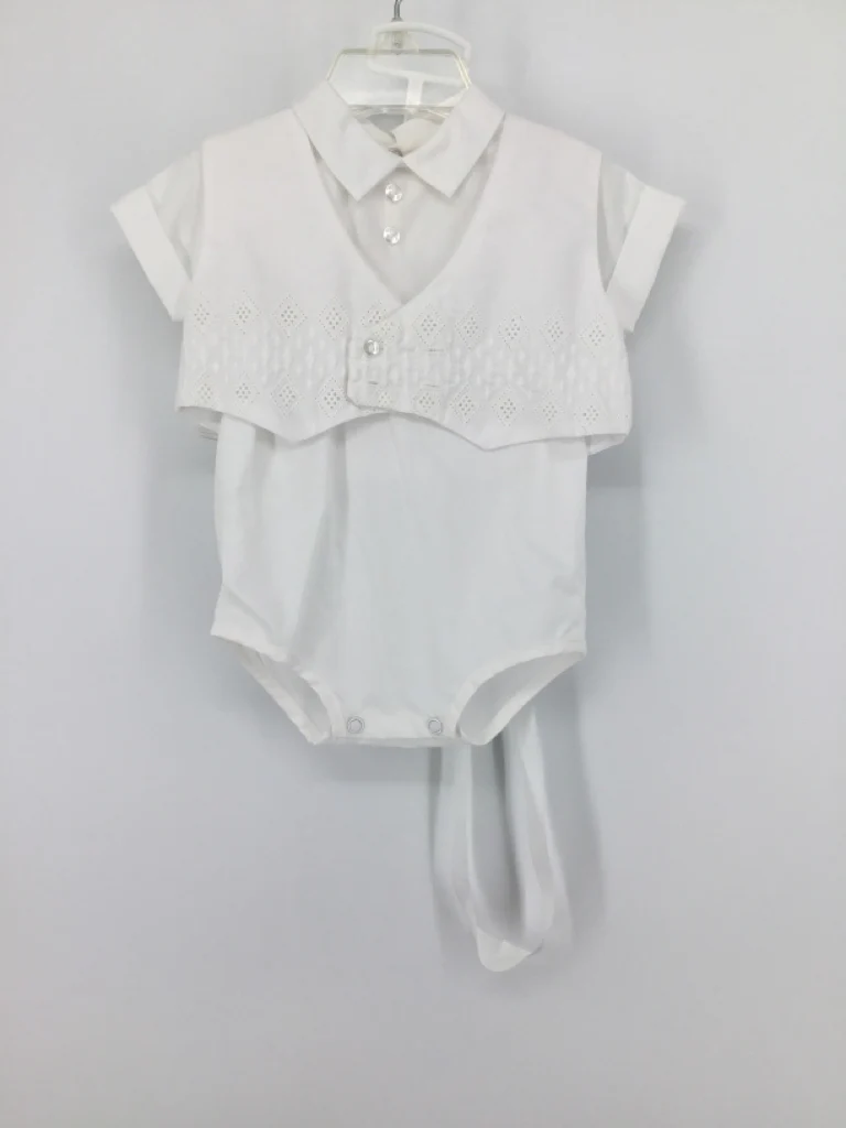 brandless Child Size 0-6 Months White Solid Outfit - boys