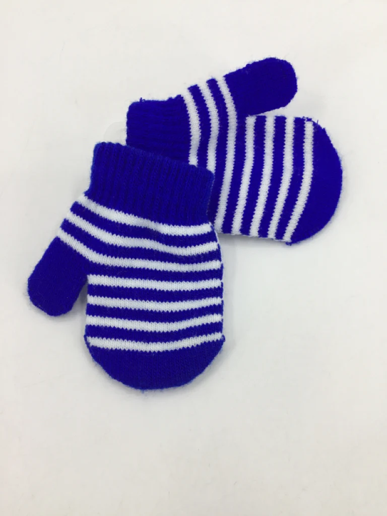 brandless Child Size Newborn Blue Stripe Gloves - boys