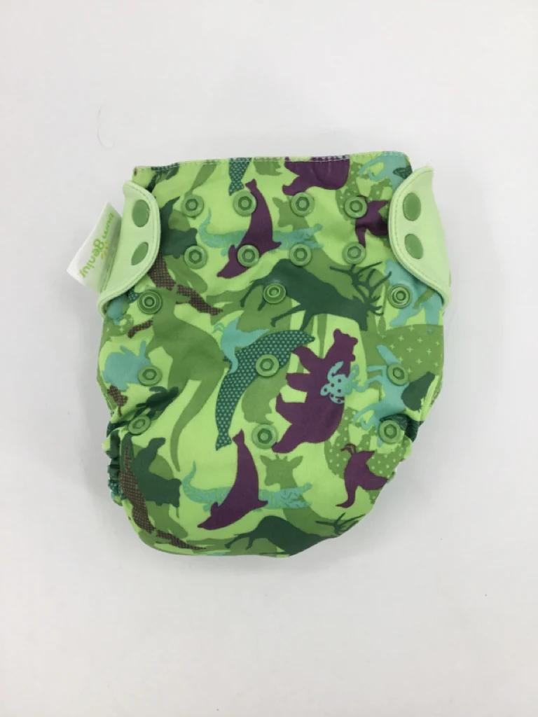 Bum Genius Child Size One Size Green Print Pocket Cloth Diaper