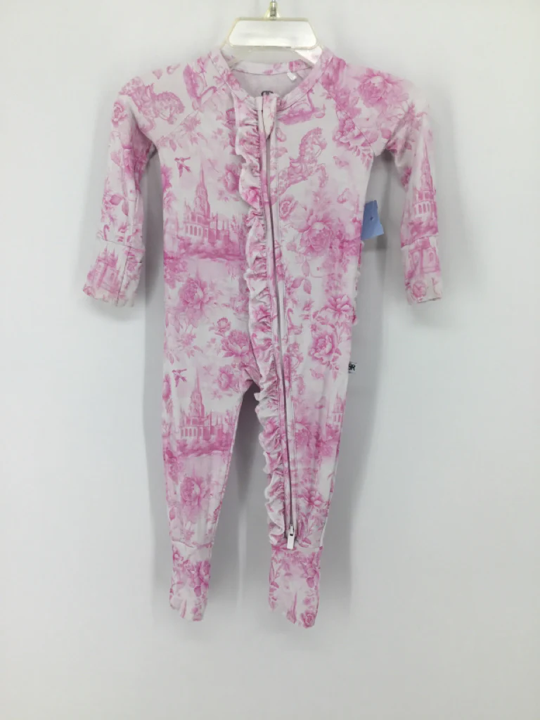 Bums & Roses Child Size 0-3 Months Pink Pajamas - girls