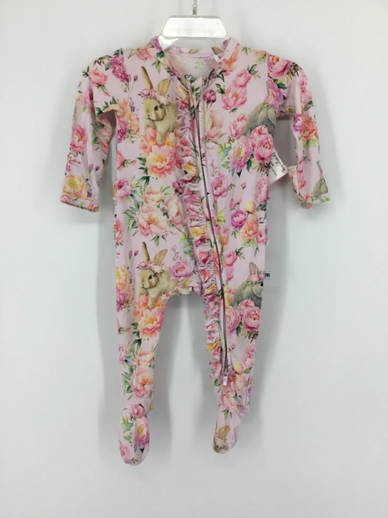 Bums & Roses Child Size 0-3 Months Pink Sleepers