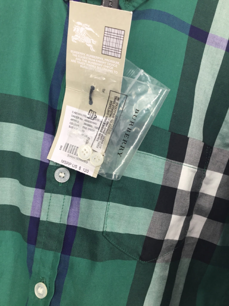 Burberry Child Size 7 Green Plaid Shirt - boys - Image 2