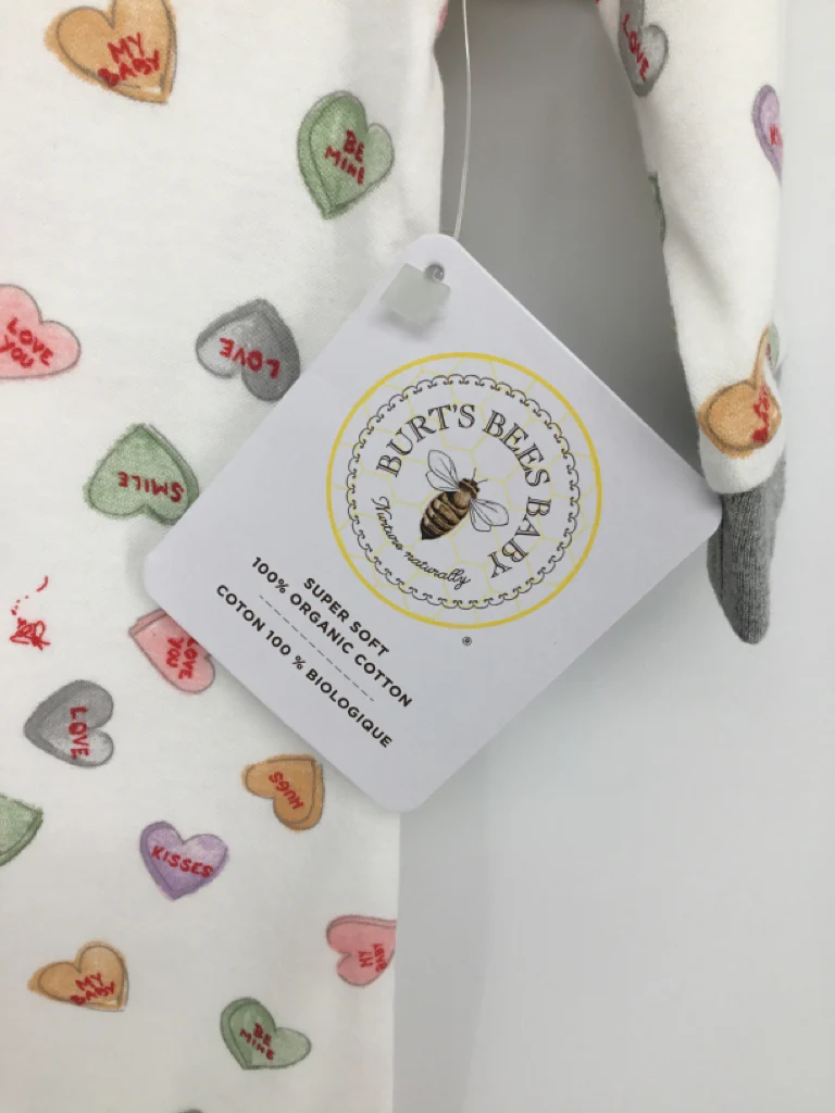 Burt's Bees Baby Child Size 6-9 Months White Valentine's Day Sleeper - Image 2