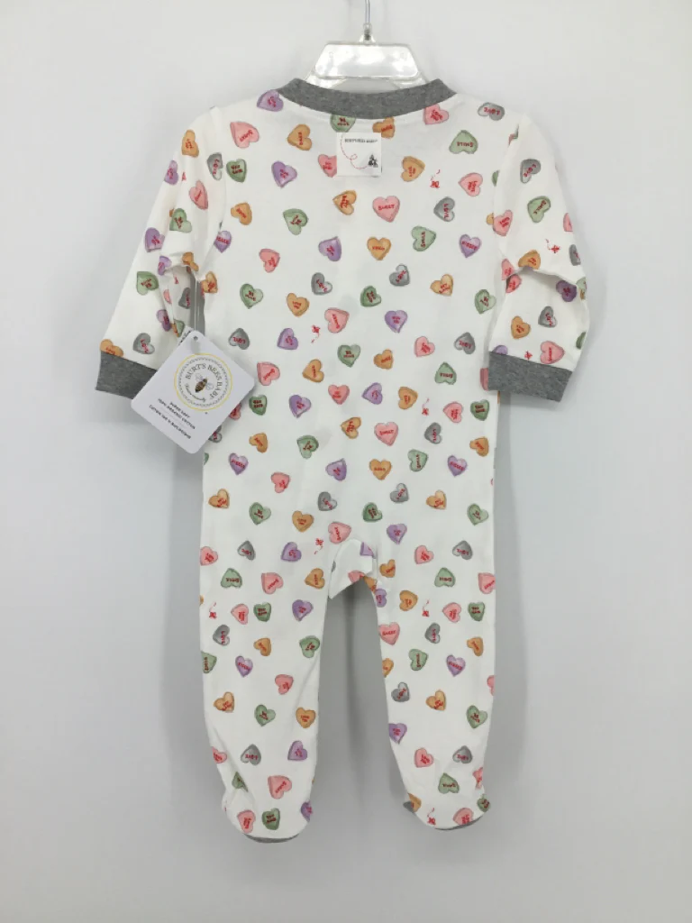 Burt's Bees Baby Child Size 6-9 Months White Valentine's Day Sleeper - Image 3