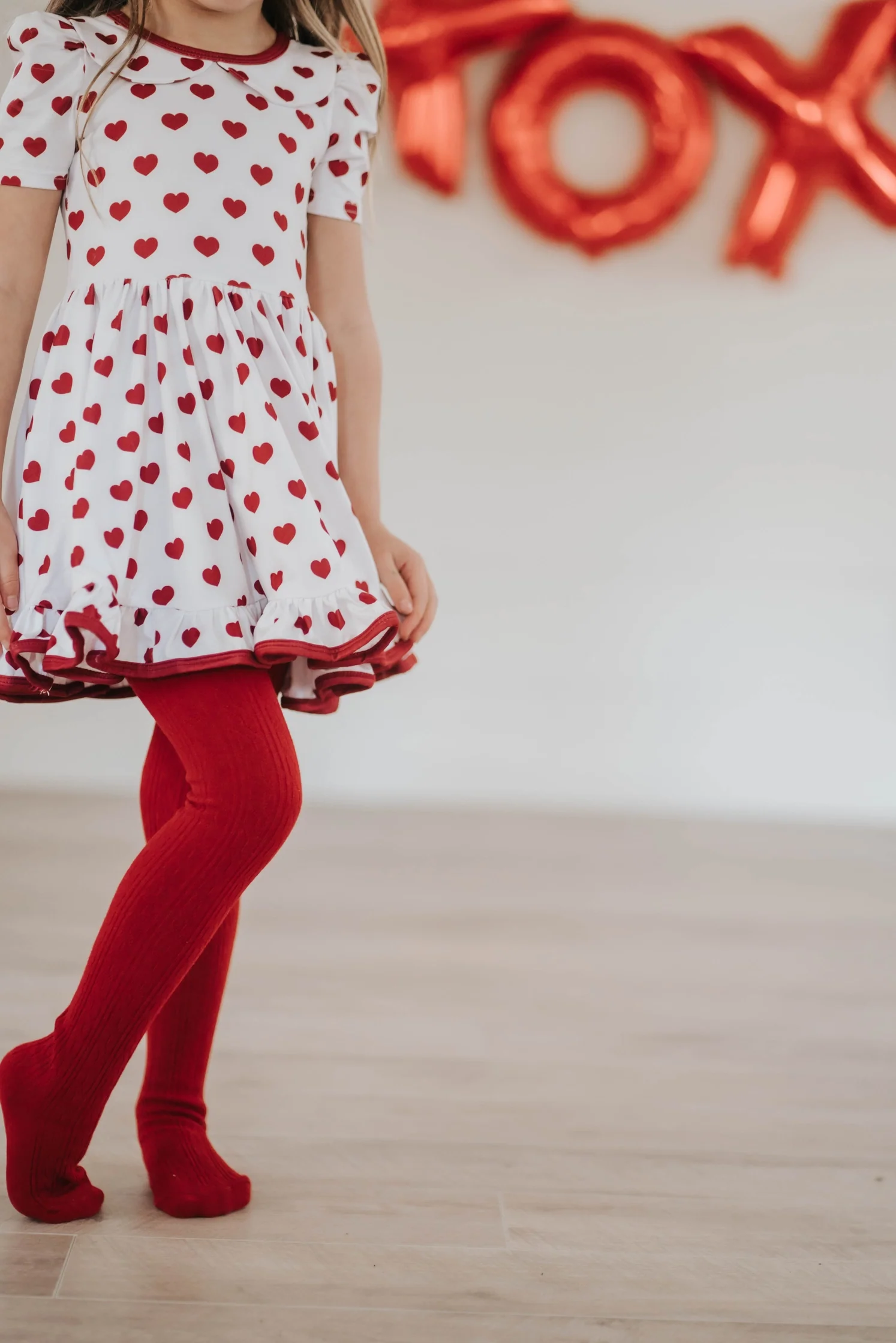 The Little Stocking Co - Cable Knit Tights - Cherry - Image 2
