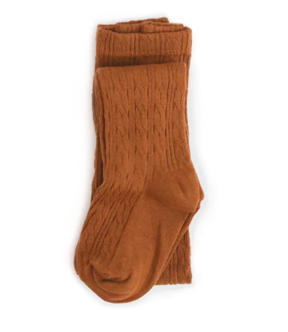 The Little Stocking Co - Cable Knit Tights - Sugar Almond - Image 4