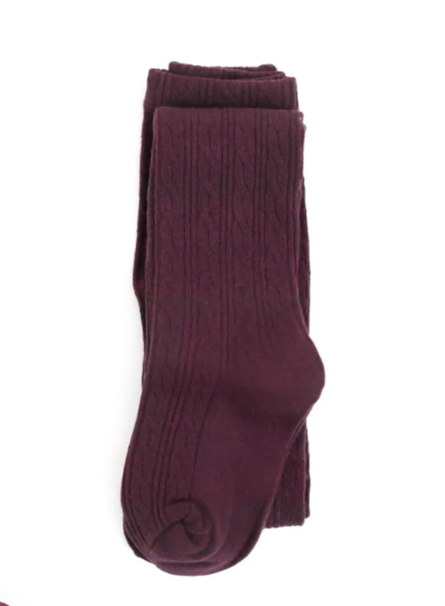 The Little Stocking Co - Cable Knit Tights - Plum - Image 4