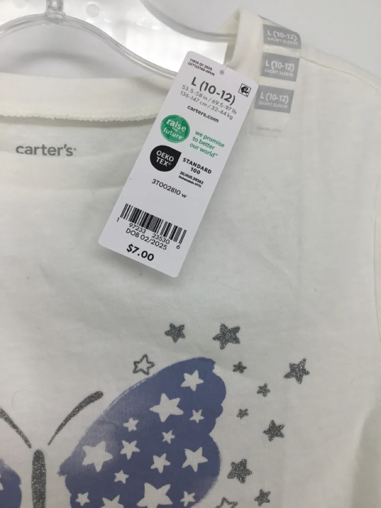 Carter's Child Size 10 White Stars & Stripes T-Shirt - Image 2