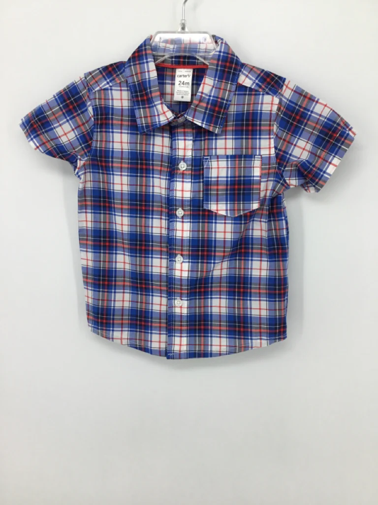 Carter's Child Size 24 Months Blue Plaid Shirt - boys