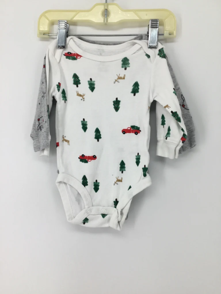 Carter's Child Size 3 Months Gray Christmas Onesie Set of 2