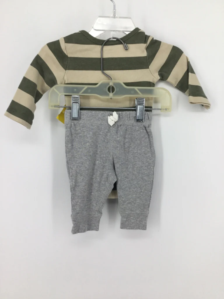 Carter's Child Size 3 Months Green Stripe Outfit - boys - Image 2