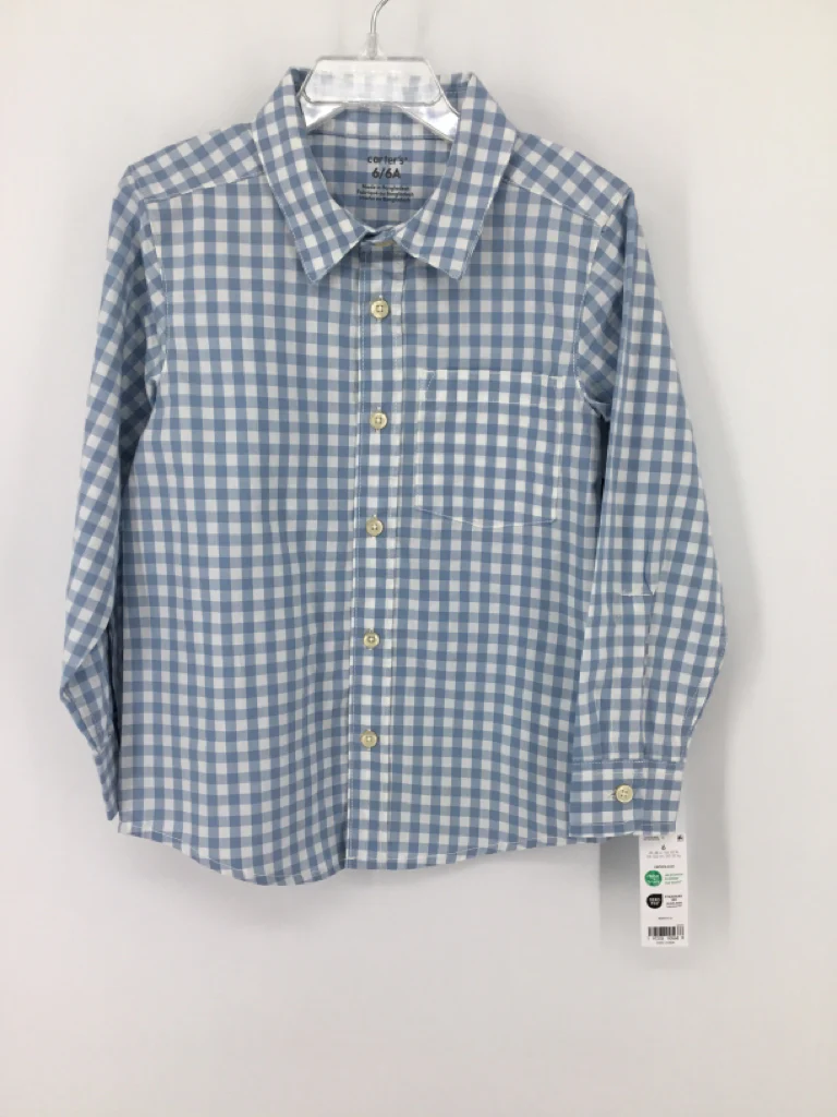 Carter's Child Size 6 Blue Gingham Shirt - boys