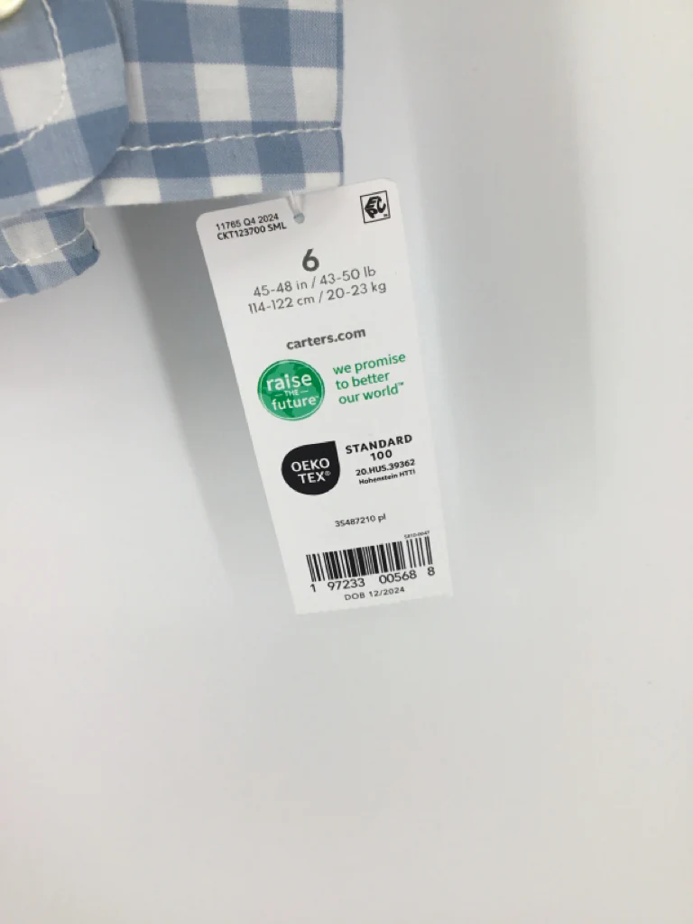 Carter's Child Size 6 Blue Gingham Shirt - boys - Image 2