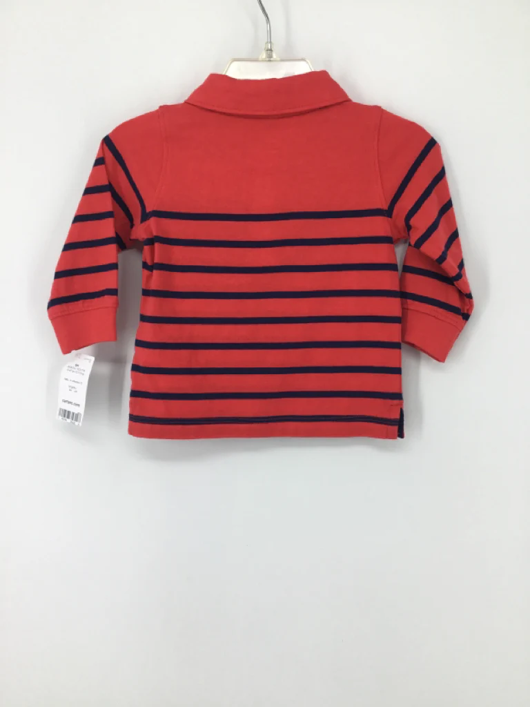 Carter's Child Size 6 Months Coral Stripe Shirt - boys - Image 3