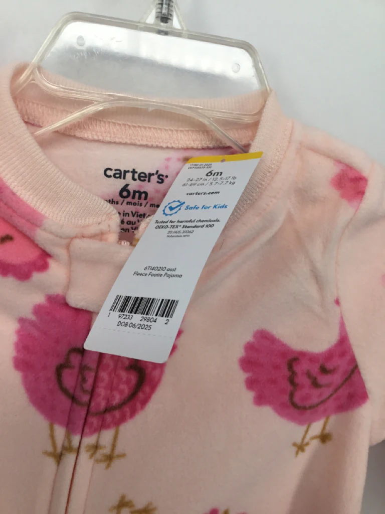 Carter's Child Size 6 Months Pink Sleepers - Image 2