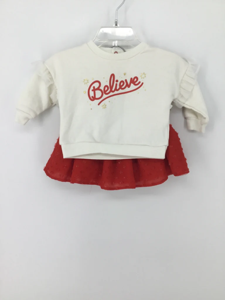 Cat & Jack Child Size 3-6 Months White Christmas Outfit