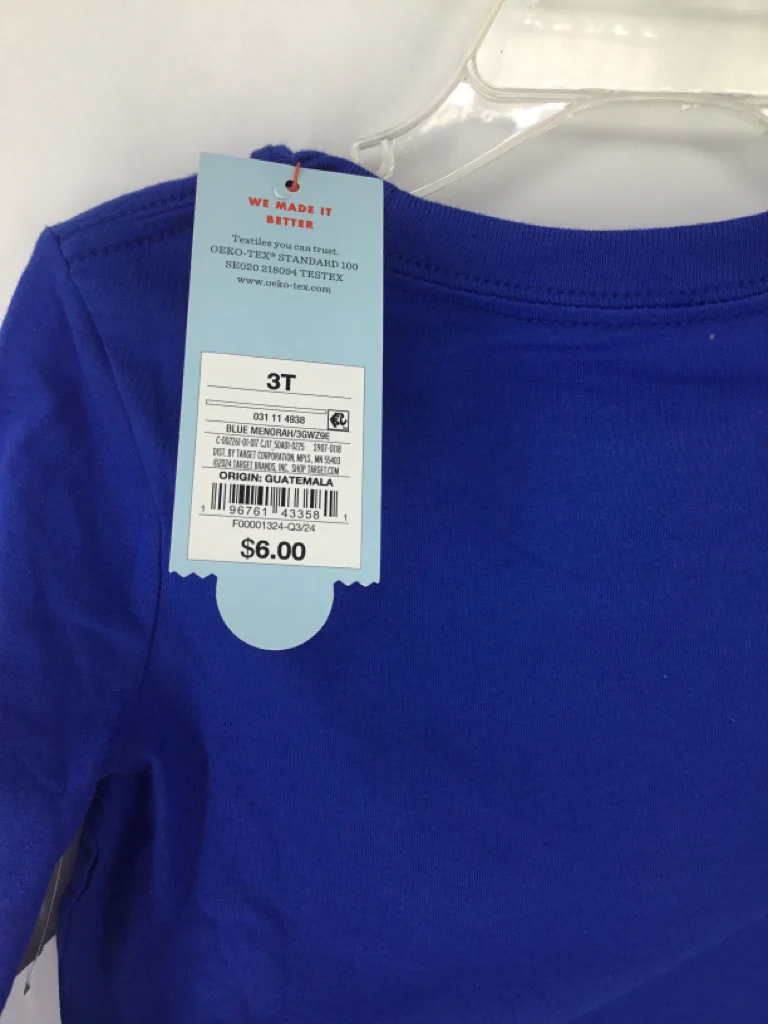 Cat & Jack Child Size 3 Blue Hanukkah T-Shirt - Image 2