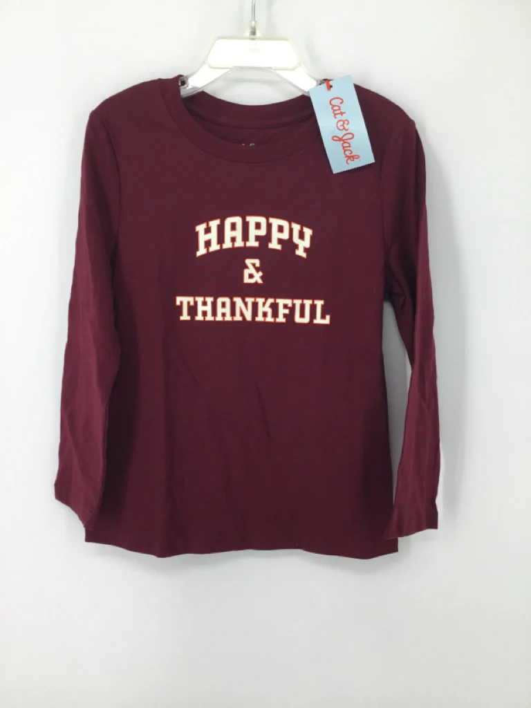 Cat & Jack Child Size 5 Burgundy Thanksgiving T-Shirt