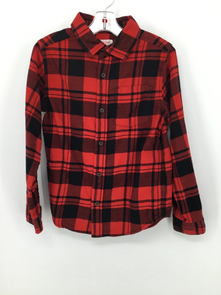 Cat & Jack Child Size 8 Red Plaid Shirt - boys