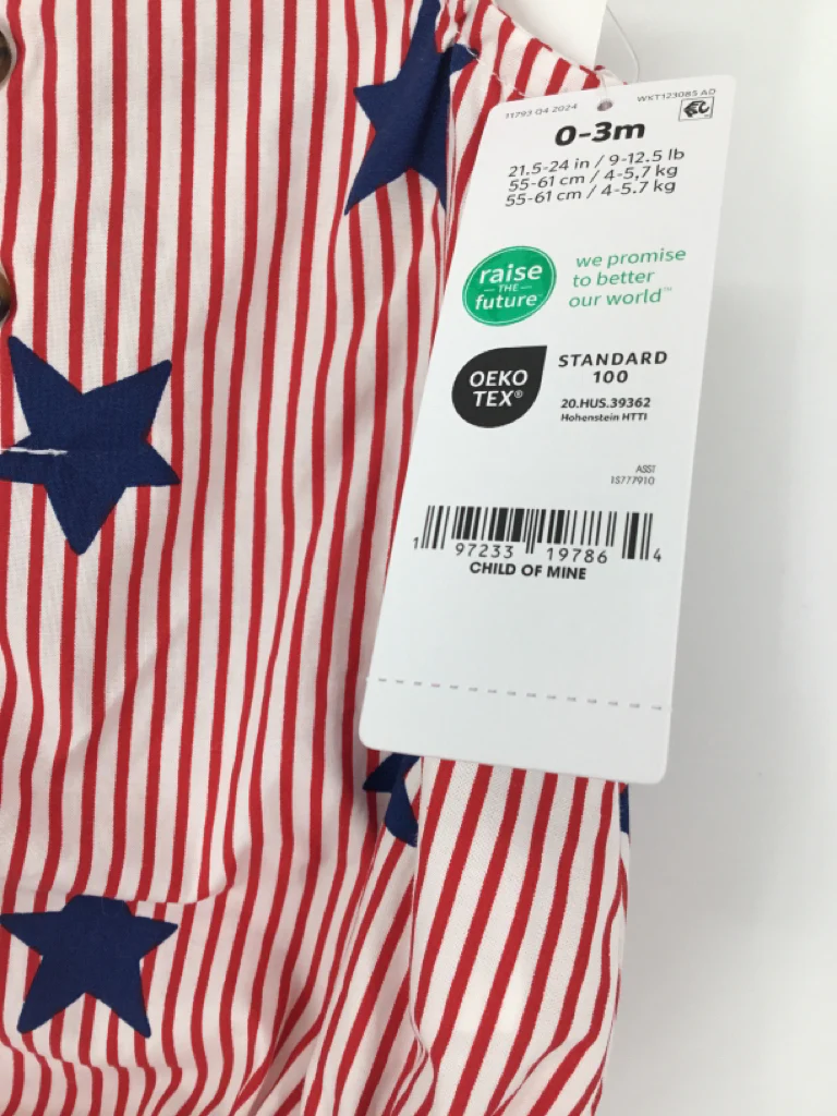 Child of Mine Child Size 0-3 Months Red Stars & Stripes Outfit - Image 2