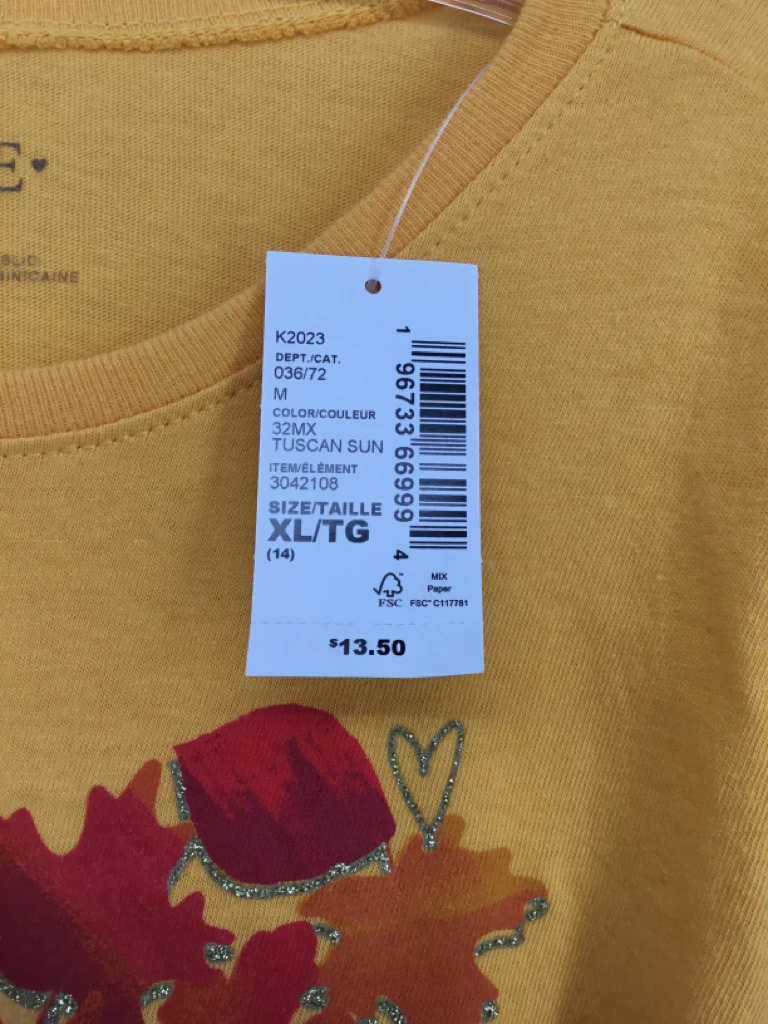 Childrens Place Child Size 14 Yellow Thanksgiving T-Shirt - Image 2