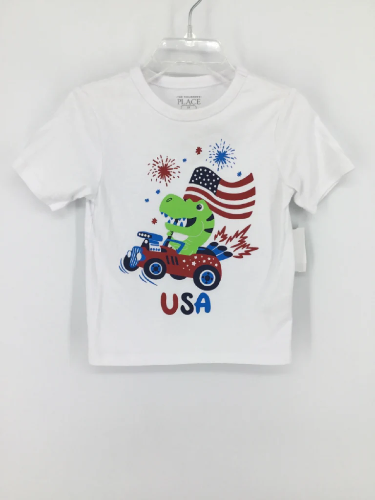 Childrens Place Child Size 2 White Stars & Stripes T-Shirt