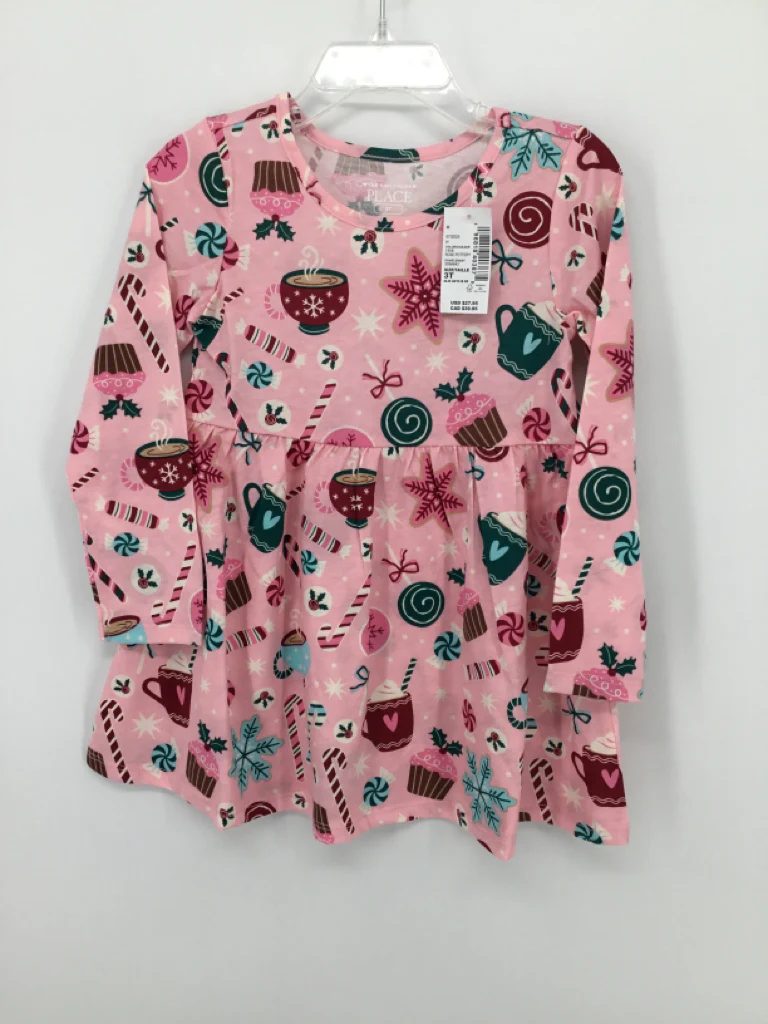 Childrens Place Child Size 3 Pink Christmas Dress