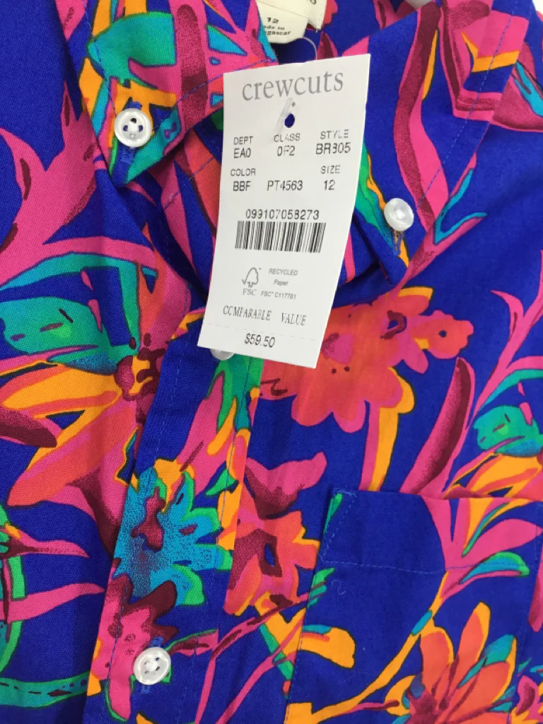 Crewcuts Child Size 12 Blue Tropical Shirt - boys - Image 2