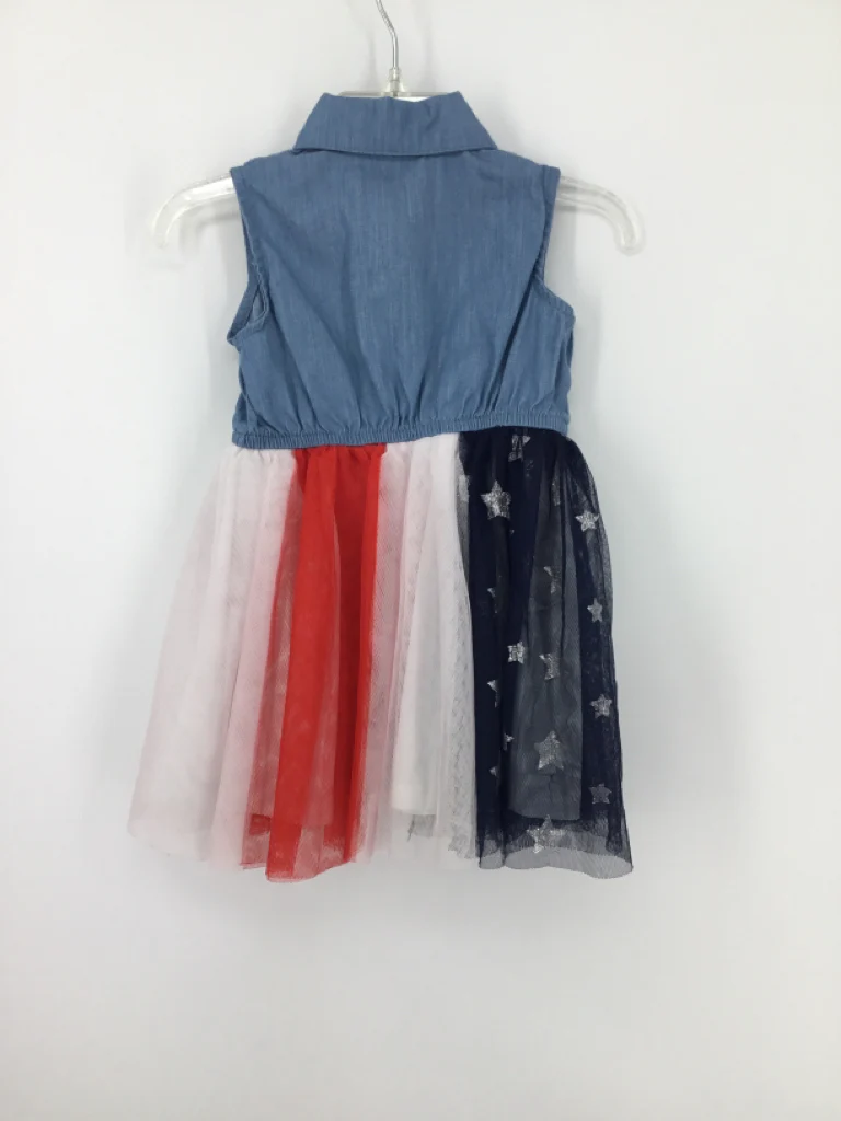 Disney Child Size 12 Months Blue Stars & Stripes Dress - Image 2