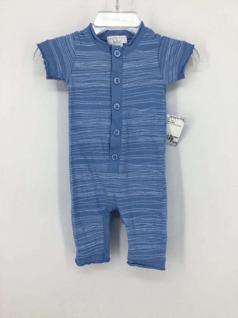 Feather Baby Child Size 0-3 Months Blue Print Outfit - boys