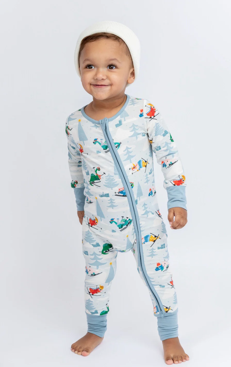 Bird & Bean Bamboo Footless Romper - Downhill Dino - Image 2