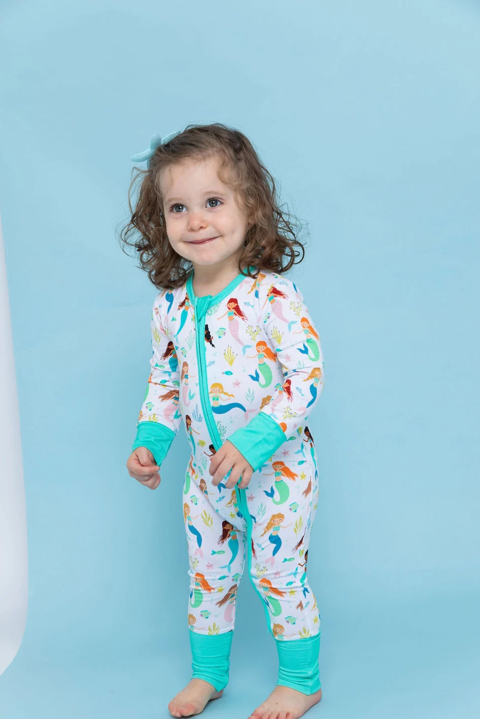 Bird & Bean Bamboo Footless Romper - Magic Mermaids - Image 2