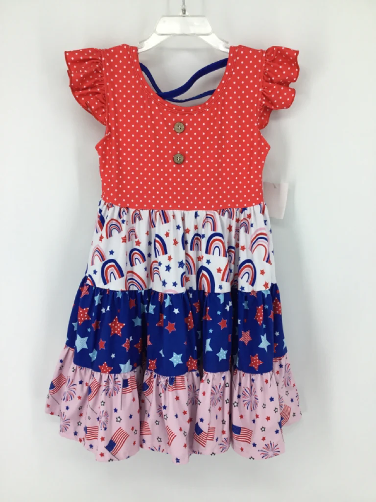 Foxtail Lilies Child Size 5 Red Stars & Stripes Dress